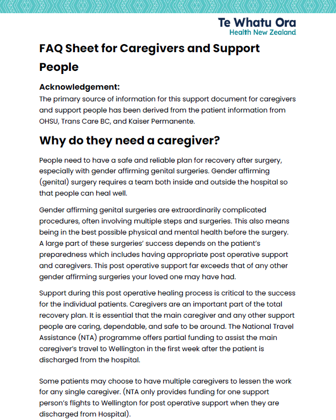 FAQ sheet for caregivers and support people - HE1294 – HealthEd