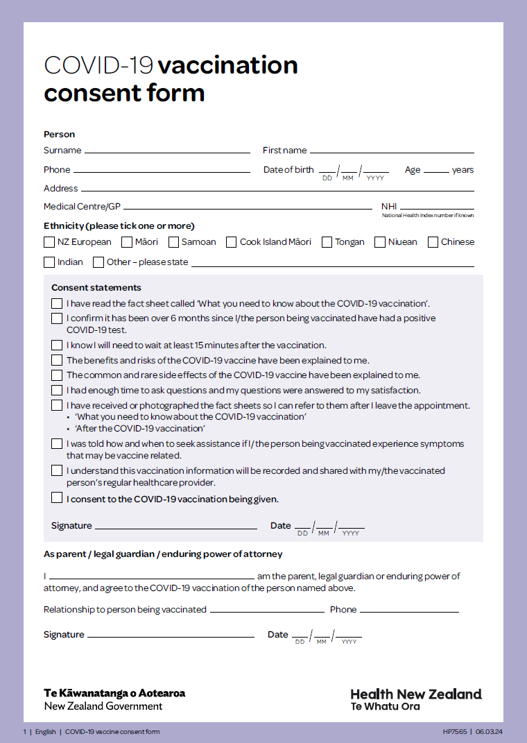 COVID 19 vaccination consent form HP7565 HealthEd COVID 19 vaccination consent form HP7565 HealthEd