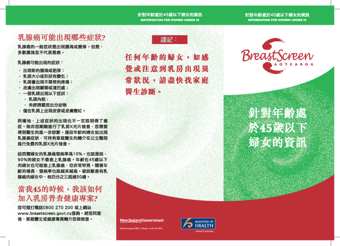 Information for Women under 45 Years of Age – simplified Chinese version - HE1854