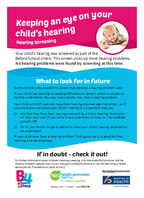 Keeping an Eye on Your Child's Hearing (B4 School Hearing Screening) - English version - HE2276