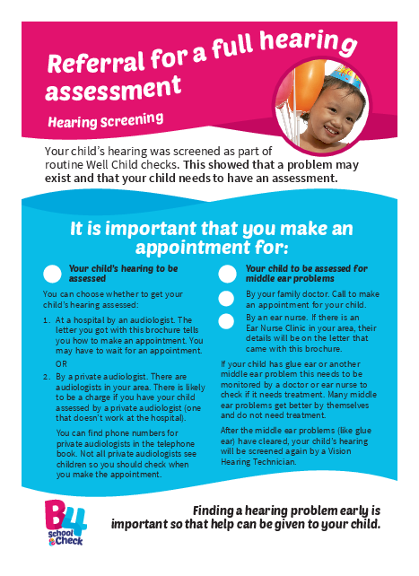 Referral for a Full Assessment (B4 School Hearing Screening) - English version - HE2277