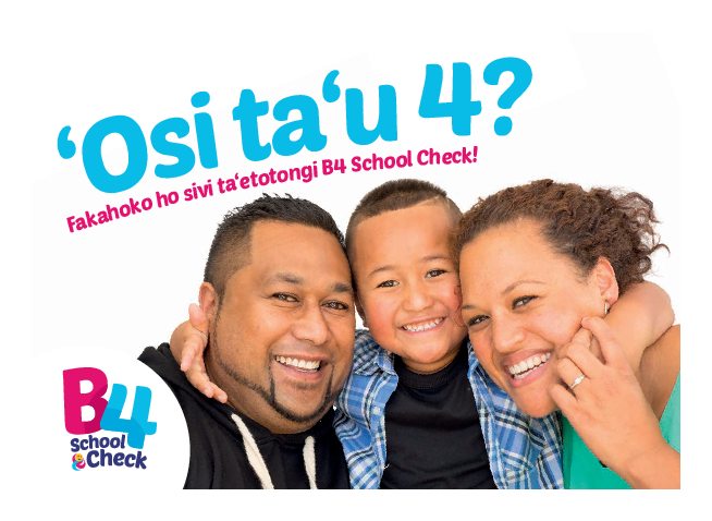 B4 School Check Promotional Card non-Auckland region - Tongan version - HE2454
