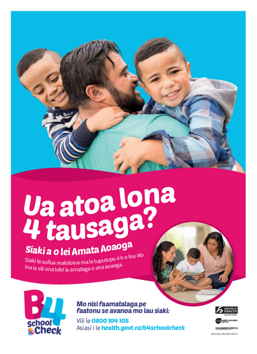 B4 School Check Promotional A4 Poster Auckland region - Samoan version - HE2471
