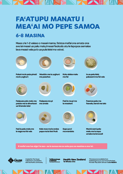 Fa‘atupu manatu i mea‘ai mo pepe Samoa 6-8 masina Food ideas for Pacific babies Samoan HE2675