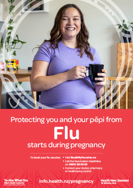 Protecting your pēpi from flu starts during pregnancy poster - NIP8715