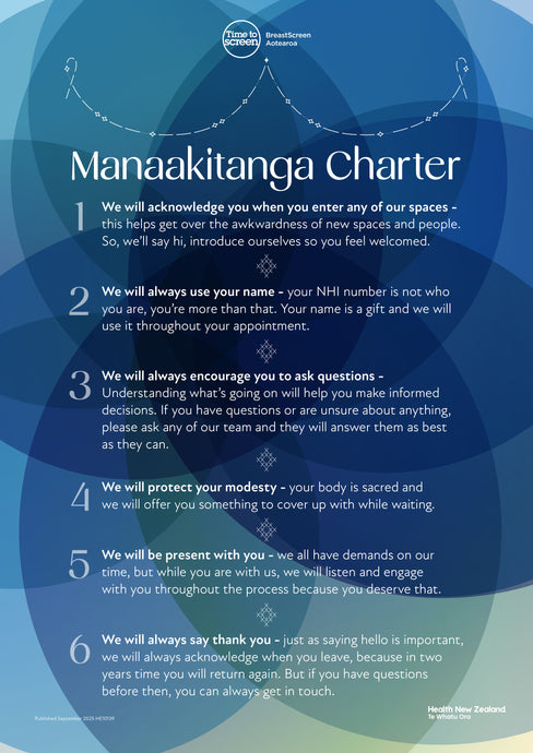 Breastscreen Aotearoa Manaakitanga Charter – Māori – HE10139