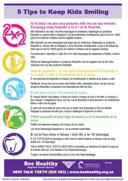 5 Tips to Keep Kids Smiling - Samoan - HE1023