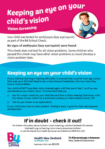 Keeping an Eye on Your Child's Vision (B4 School Vision Screening) - English version - HE2278