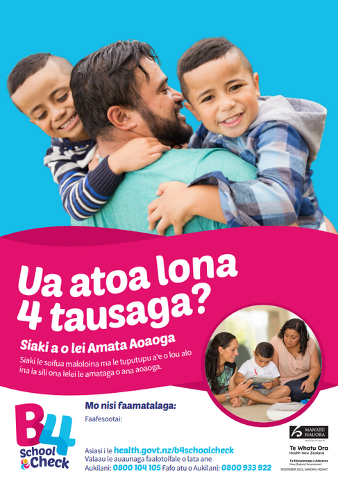 B4 School Check A4 promotional poster all regions - Samoan - HE2467