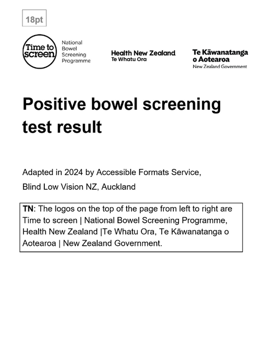 Positive bowel screening test result - English Large Print - HE2728