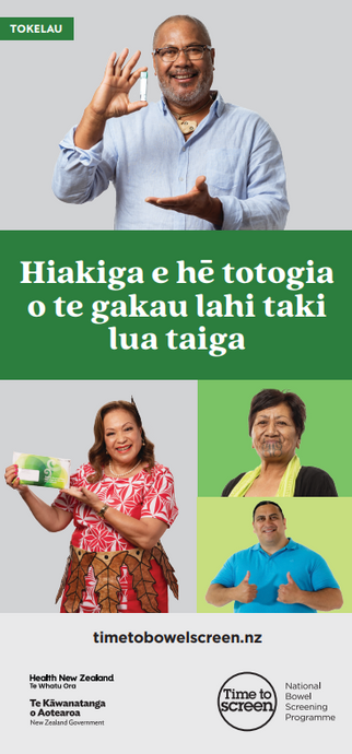 Free bowel screening every two years 58 to 74 years – Te Gagana Tokelau (Tokelau) – HE2782