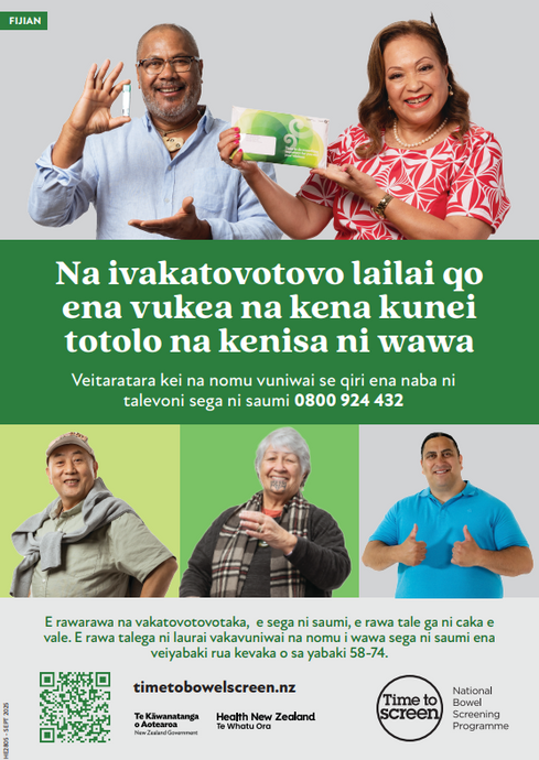 This little test helps find bowel cancer early 58 to 74 years - Fijian - HE2805