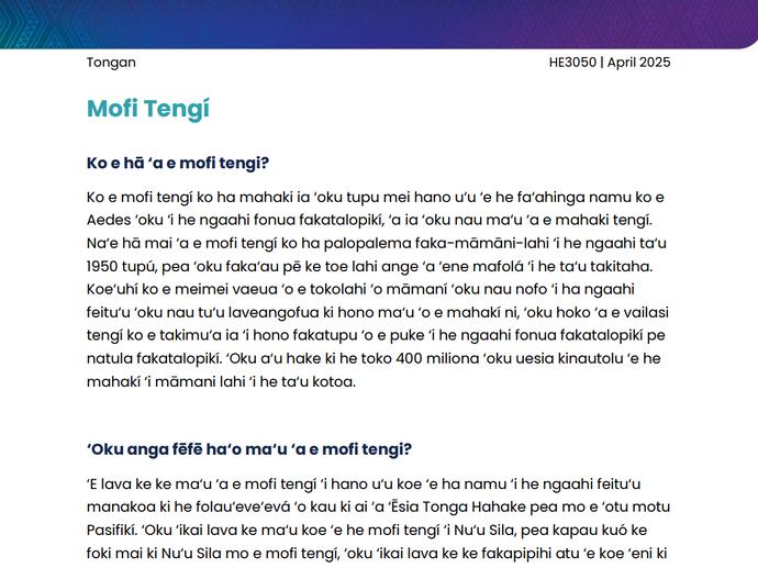 Dengue fever - Tongan - HE3050