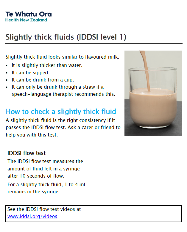 Slightly thick fluids (IDDSI level 1) - HE4000 – HealthEd