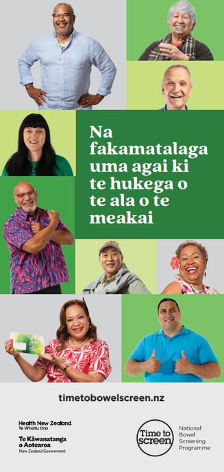 Na fakamatalaga uma agai ki te hukega o te ala o te meakai - All about bowel screening - Tokelau no age - HE7509