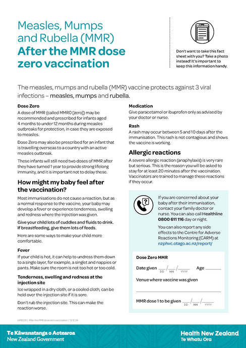 After the MMR dose zero vaccination - HP8229