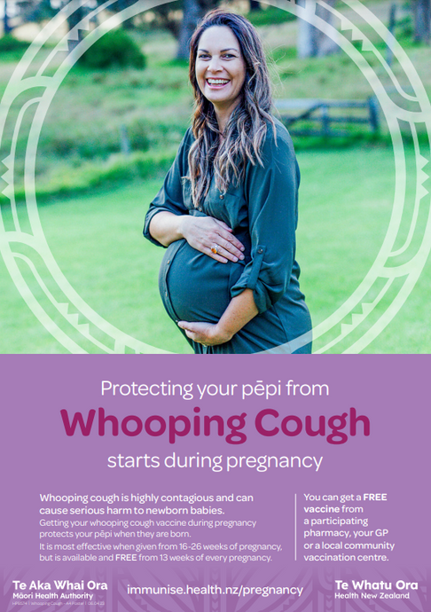 Protecting your pēpi from whooping cough starts during pregnancy poster - HP8574