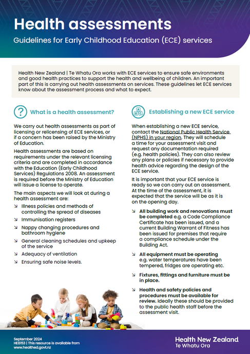 Health assessment guidelines for Early Childhood Education (ECE) services - HE8153