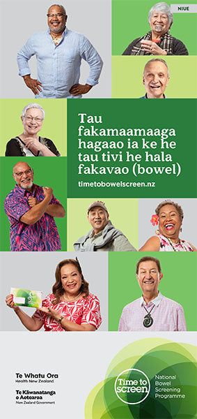 Tau fakamaamaaga hagaao ia ke he tau tivi he hala fakavao (bowel) - All about bowel screening brochure Niue - HE2622