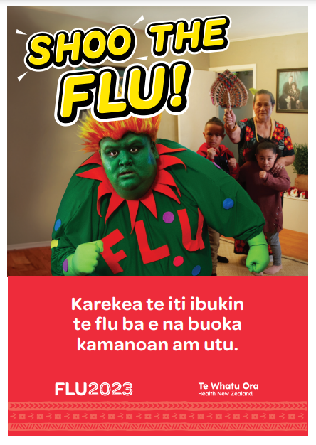 Shoo the Flu flyer - Pasifika design - Kiribati version - NIP8735KIR