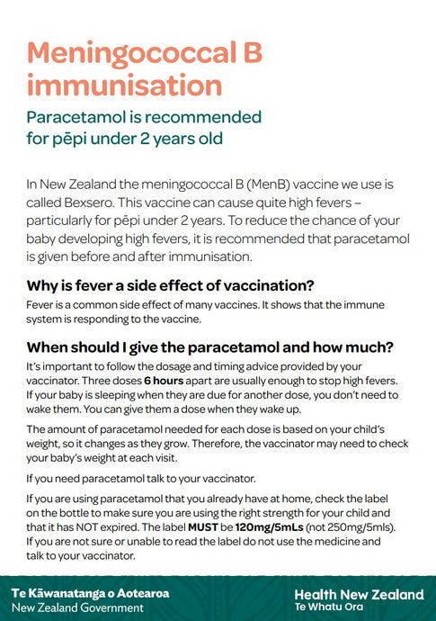 Meningococcal B immunisation - paracetamol