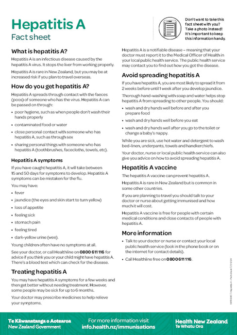 Hepatitis A - Factsheet - NIP8990