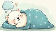 A toy bear wrapped in a cosy blanket fast sleep