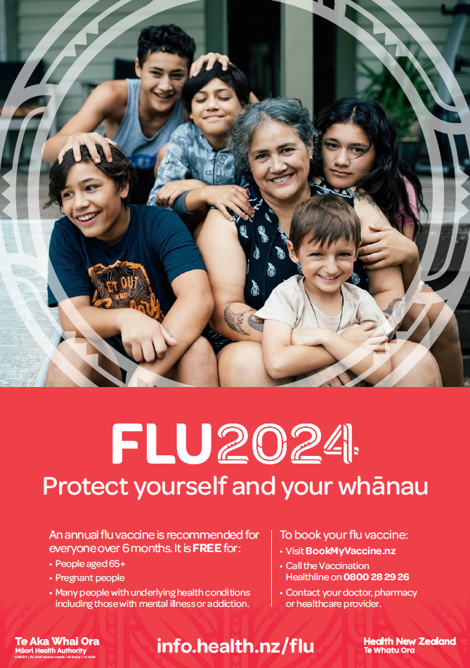 Flu 2025 Protect yourself and your whānau poster NIP8722 HealthEd