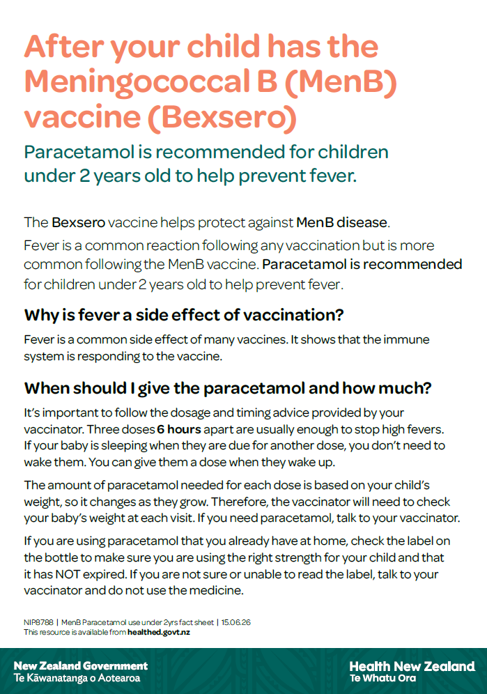 After your child has the Meningococcal B (MenB) vaccine (Bexsero) - NI ...