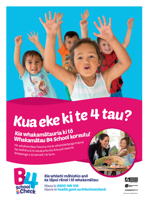 B4 School Check Promotional A4 Poster Auckland region - te reo Māori version - HE2470