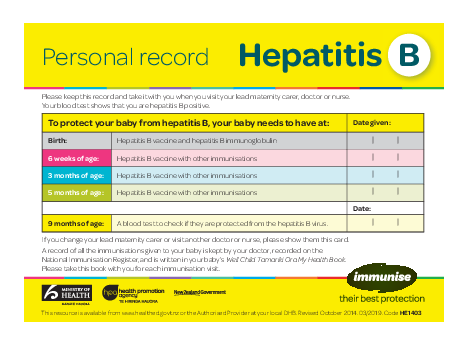 Hepatitis B: Personal Record - HE1403