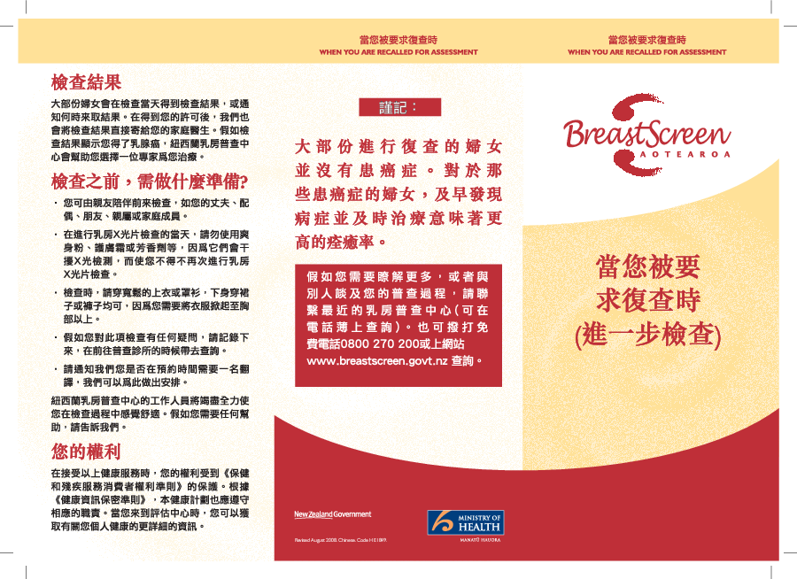 When You Are Recalled for Assessment (further tests) – simplified