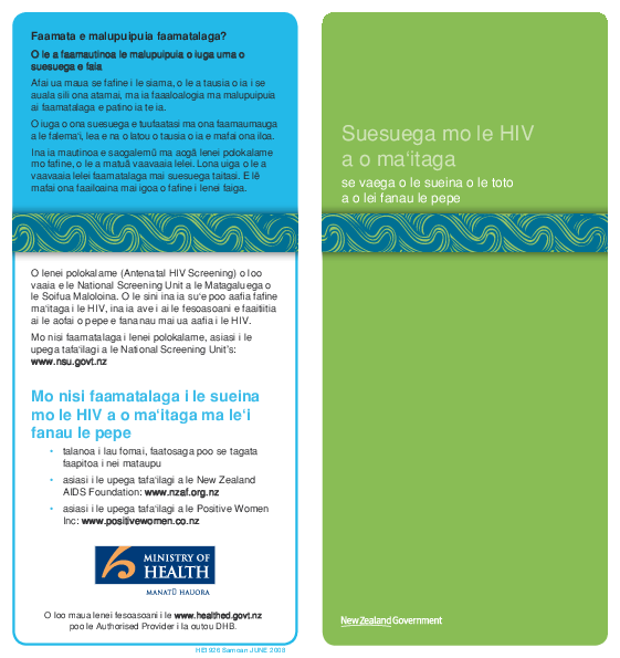HIV Testing in Pregnancy: Part of Antenatal Blood Tests - Samoan version