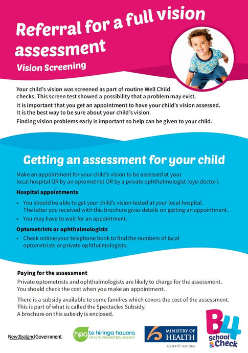 Referral for a full vision assessment (B4 School Vision Screening) - English version - HE2279