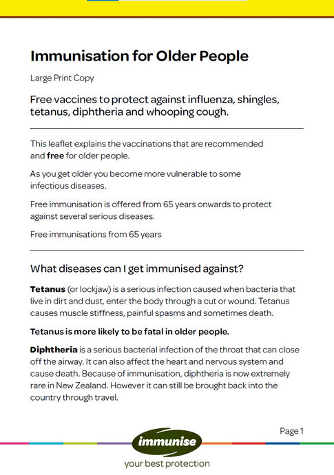 Immunisation for Older People - Large text format - HE2548