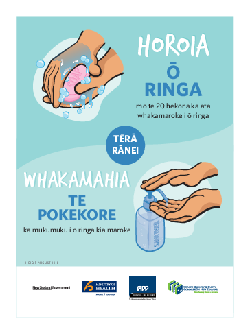 Wash your hands for 20 seconds and dry thoroughly - te reo Māori version