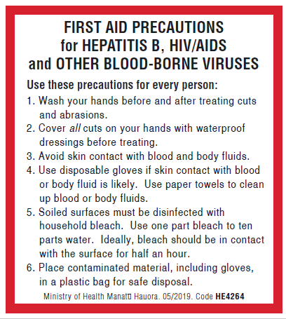 First Aid Precautions for Hepatitis B, HIV/AIDS and Other Blood-Borne Viruses - HE4264